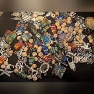 150+ Pendants,Signed Pieces, Glass, Acrylic Etc Beads And Charms Bundle